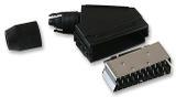 SCART PLUG, BLACK PLASTIC